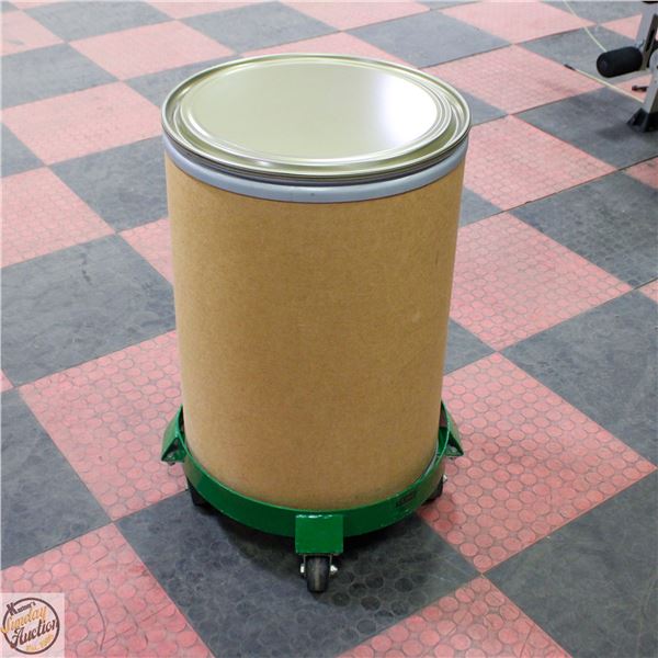 30 GALLON FIBER DRUM WITH DOLLY, LID, LOCK RING