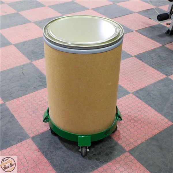 30 GALLON FIBER DRUM WITH DOLLY, LID, LOCK RING