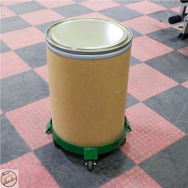 30 GALLON FIBER DRUM WITH DOLLY, LID, LOCK RING