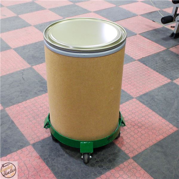 30 GALLON FIBER DRUM WITH DOLLY, LID, LOCK RING