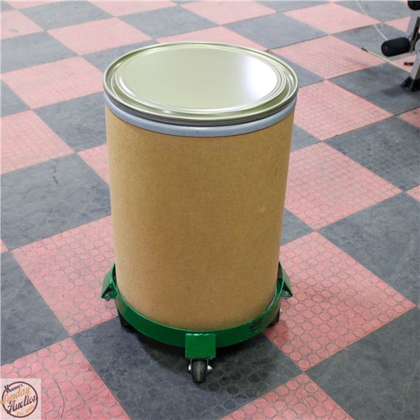 30 GALLON FIBER DRUM WITH DOLLY, LID, LOCK RING