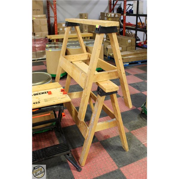 PAIR OF WOODEN WORK HORSES