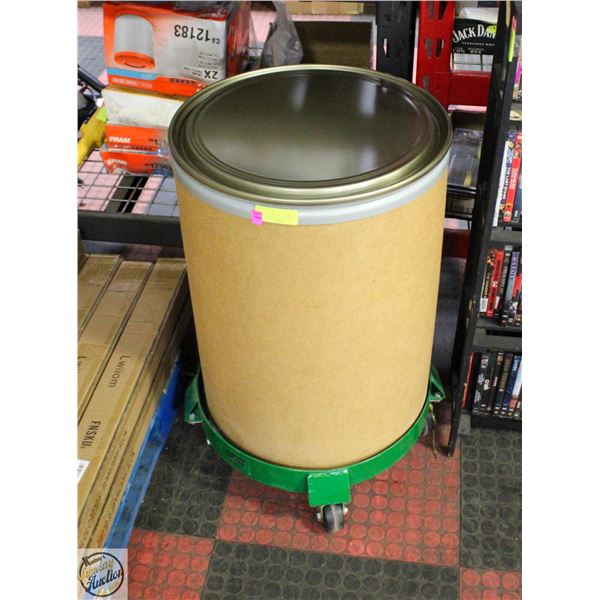 30 GALLON FIBER DRUM WITH DOLLY, LID, LOCK RING