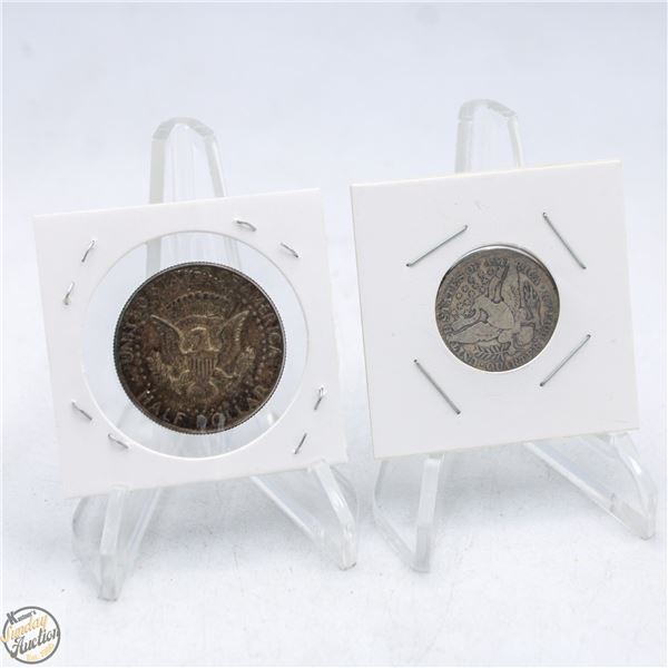 US HALF DOLLAR 1968 US QUARTER DOLLAR 1908