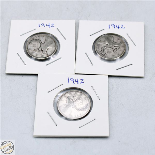 THREE CANADIAN QUARTERS 1942