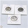 Image 1 : THREE CANADIAN QUARTERS 1937, 1937, 1938