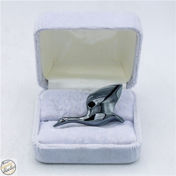 VINTAGE HEMATITE BIRD BROOCH