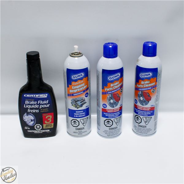 LOT OF GUNK CLEANING SPRAYS & VEHICLE FLUIDS
