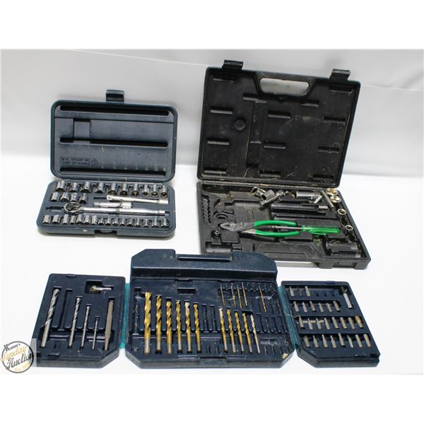 3 PARTIAL BIT/SOCKET SETS HARD CASED