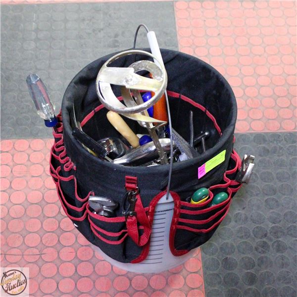 HUSKY BUCKET TOOL CADDY WITH CONTENTS