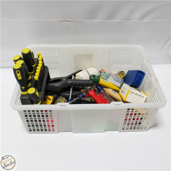 BASKET OF ASSORTED TOOLS