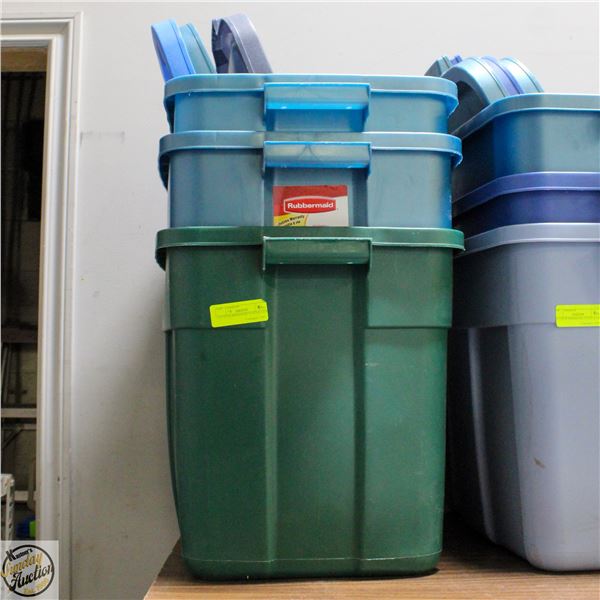 LOT OF RUBBERMAID TOTES & LIDS