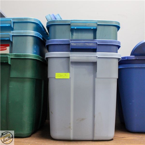 LOT OF RUBBERMAID TOTES & LIDS