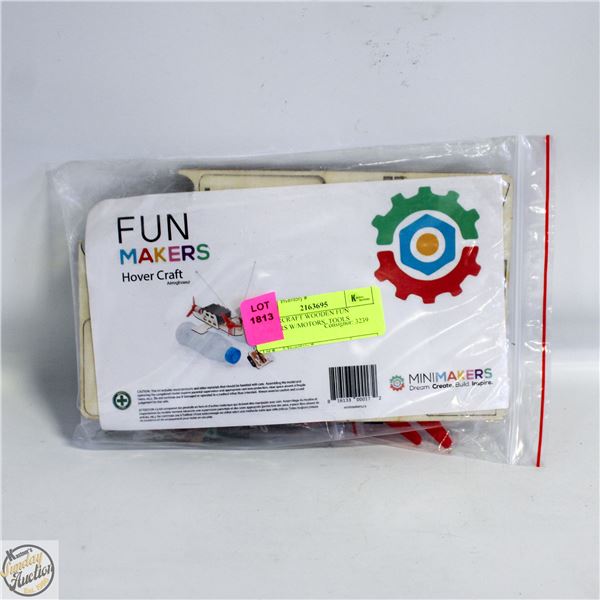 HOVERCRAFT WOODEN FUN MAKERS W/MOTORS, TOOLS