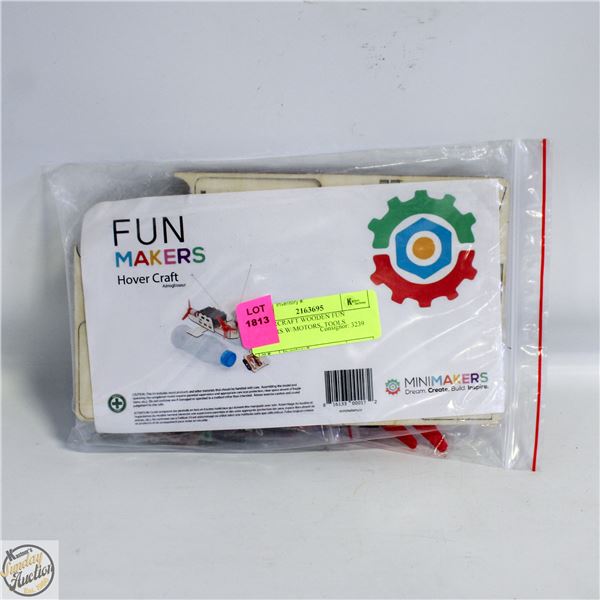 HOVERCRAFT WOODEN FUN MAKERS W/MOTORS, TOOLS