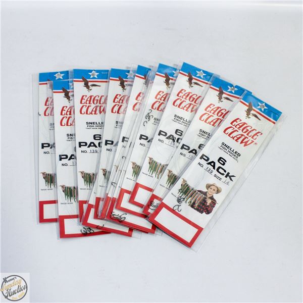 12PKS OF EAGLE CLAW FISHING HOOKS LINED