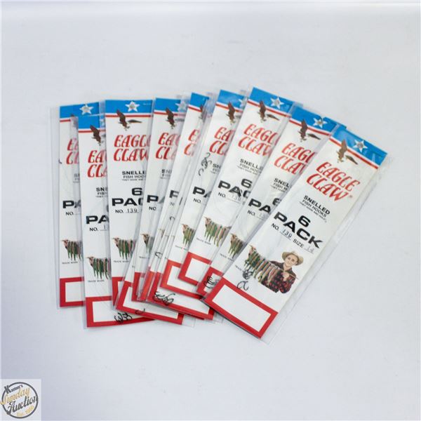 12PKS OF EAGLE CLAW FISHING HOOKS LINED
