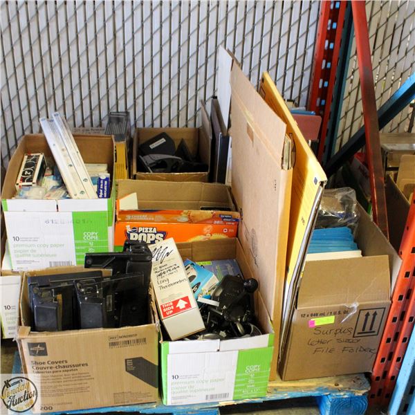 PALLET OF OFFICE SUPPLIES NEW + USED
