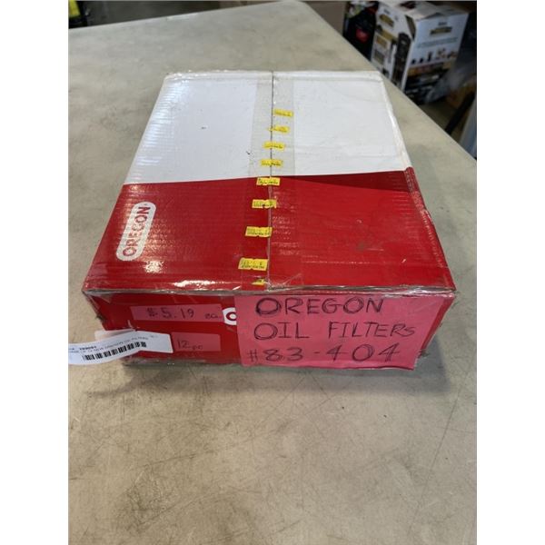 CASE OF 12 NEW OREGON OIL FILTERS, MODEL #83-404 RETAIL $5 EA
