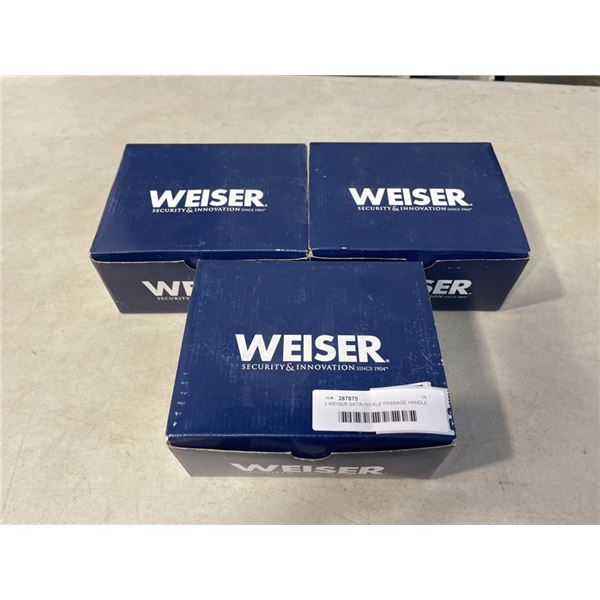 3 WEISER SATIN NICKLE PASSAGE HANDLE SETS