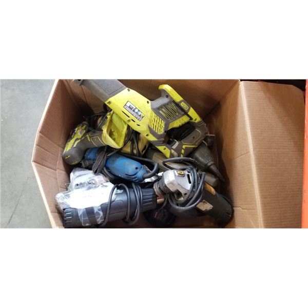 LOT OF VARIOUS POWER TOOLS ANGLE GRINDERS SANDERS AND SKILLSAW