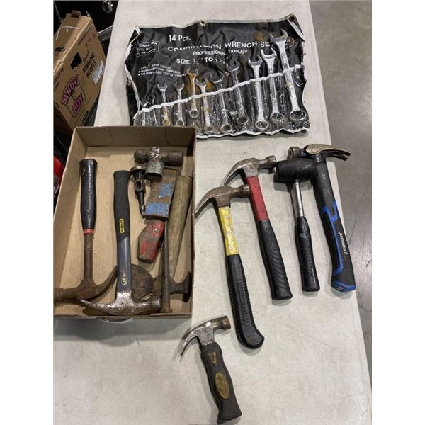 TRAY OF HAMMER AND WRENCHES