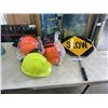 Image 1 : 3 NEW HARD HATS AND STOP / SLOW SIGN