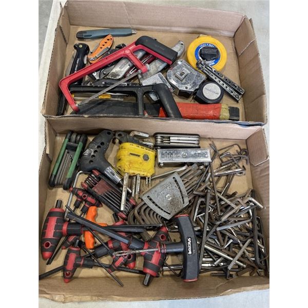TRAY OF ASSORTED KNIVES, POCKET KNIVES AND TRAY OF ALLEN KEYS