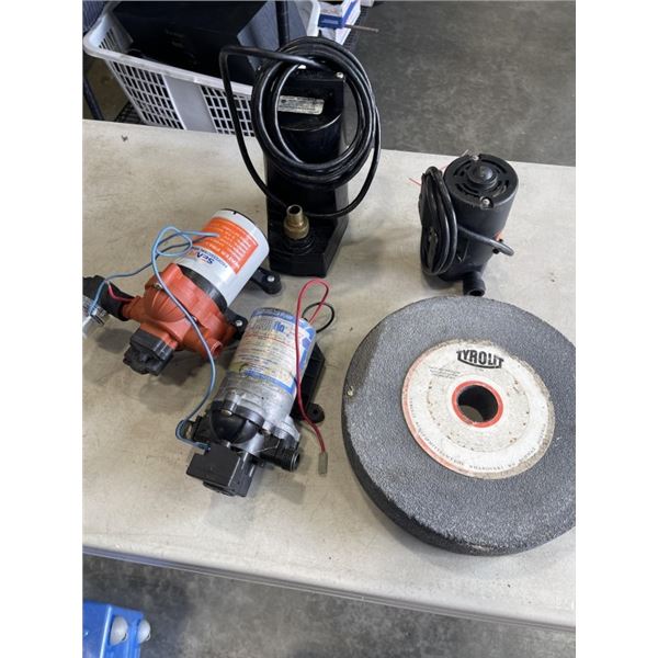 ASSORTED PUMPS AND STONE WHEEL