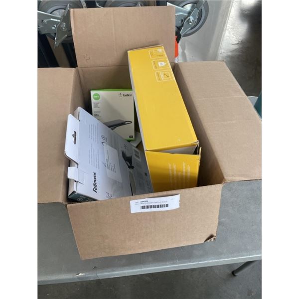 FELLOWS DESIGNER LAPTOP RISER, LAPTOP STANDUS IPHONE ADAPTER AND TWO UNIVERSAL REMOTES