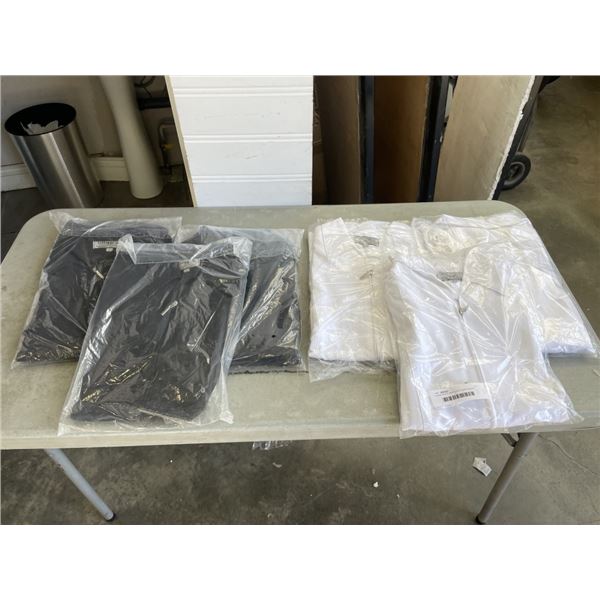 6 NEW WHITE AND BLACK LONG SLEEVE SHIRTS - SIZE LARGE