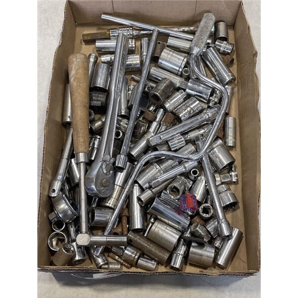 TRAY OF ASSORTED SOCKETS AND WRENCHES