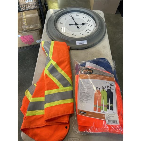 NEW SAFTEY CLOTHING AND DECORATIVE WEALL CLOCK