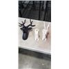 Image 1 : DEER WALL HANGING, AND 2 SMALL DEER DECOR, ONE IS BROKEN OFF, PIECE INCLUDED