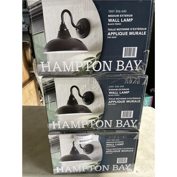 3 HAMPTON BAY MEDIUM EXTERIOR WALL LAMPS