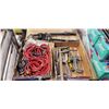 Image 1 : 2 TRAYS OF SHOP SUPPLY, HARDWARE AND EXTENSION CORD , BOLT CUTTERS