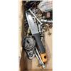 Image 5 : 2 TRAYS OF SHOP SUPPLY, HARDWARE AND EXTENSION CORD , BOLT CUTTERS