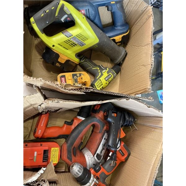 ASSORTED BLACK AND DECKER, RYOBI CORDLESS POWER TOOLS