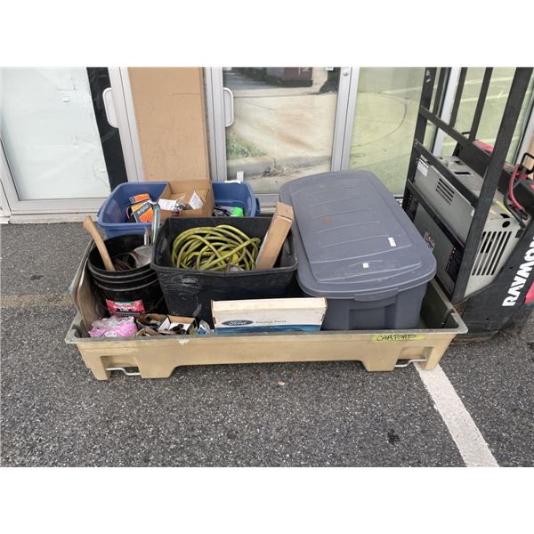 BIN OF ASSORTED SHOP SUPPLY, HARDWARE AND TOOLS, BIN INLCUDED