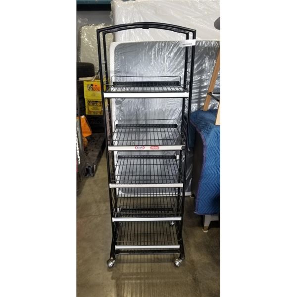 ROLLING WIRE RETAIL RACK, 16 X 20 X 62 INCH