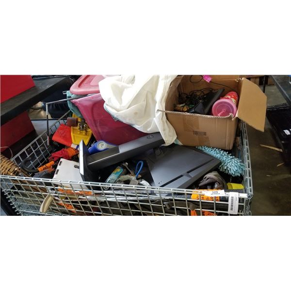 PALLET OF ASSORTED GOODS, CONTENTS OF REPOSESSSED VEHICLES, BIN NOT INCLUDED