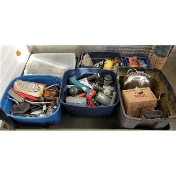 BIN OF ASSORTED SHOP SUPPLY, TOOLS ETC