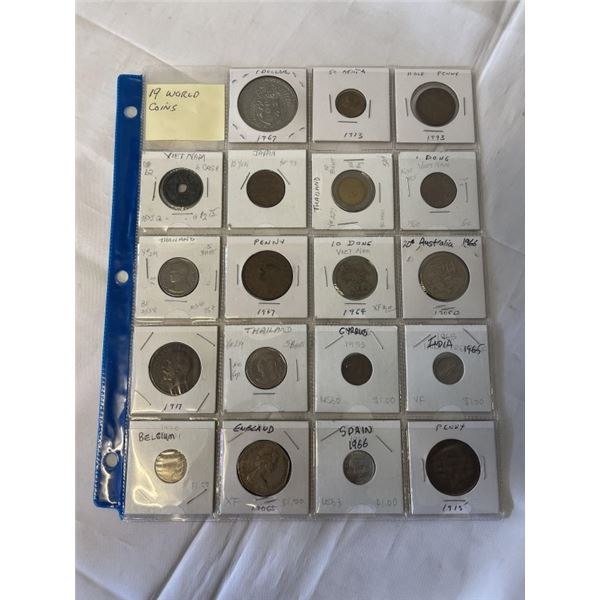 19 WORLD COINS