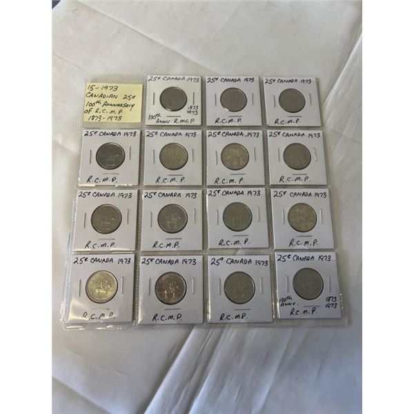15 CANADIAN 1973 25 CENT, 100TH ANNIVERSARY OF RCMP