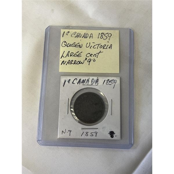 1 CENT CANADA 1859 QUEEN VICTORIA LARGE CENT