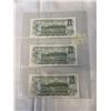 Image 2 : 3 MINT CANADIAN 1973 $1 BILLS IN SEQUENCE 259-261 LAST ISSUES