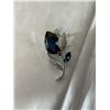 Image 2 : VINTAGE SILVER PLATED W/ BLUE GLASS STONE AND BOREALIS RHINESTONES BROOCH