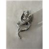 Image 3 : VINTAGE SILVER PLATED W/ BLUE GLASS STONE AND BOREALIS RHINESTONES BROOCH