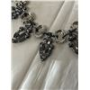 Image 2 : VINTAGE SILVER TONE W/ RHINESTONES CHOKER NECKLACE, 15" LENGTH
