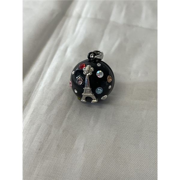 VINTAGE RHINESTONES BALL W/ PARIS EIFFEL TOWER PENDANT